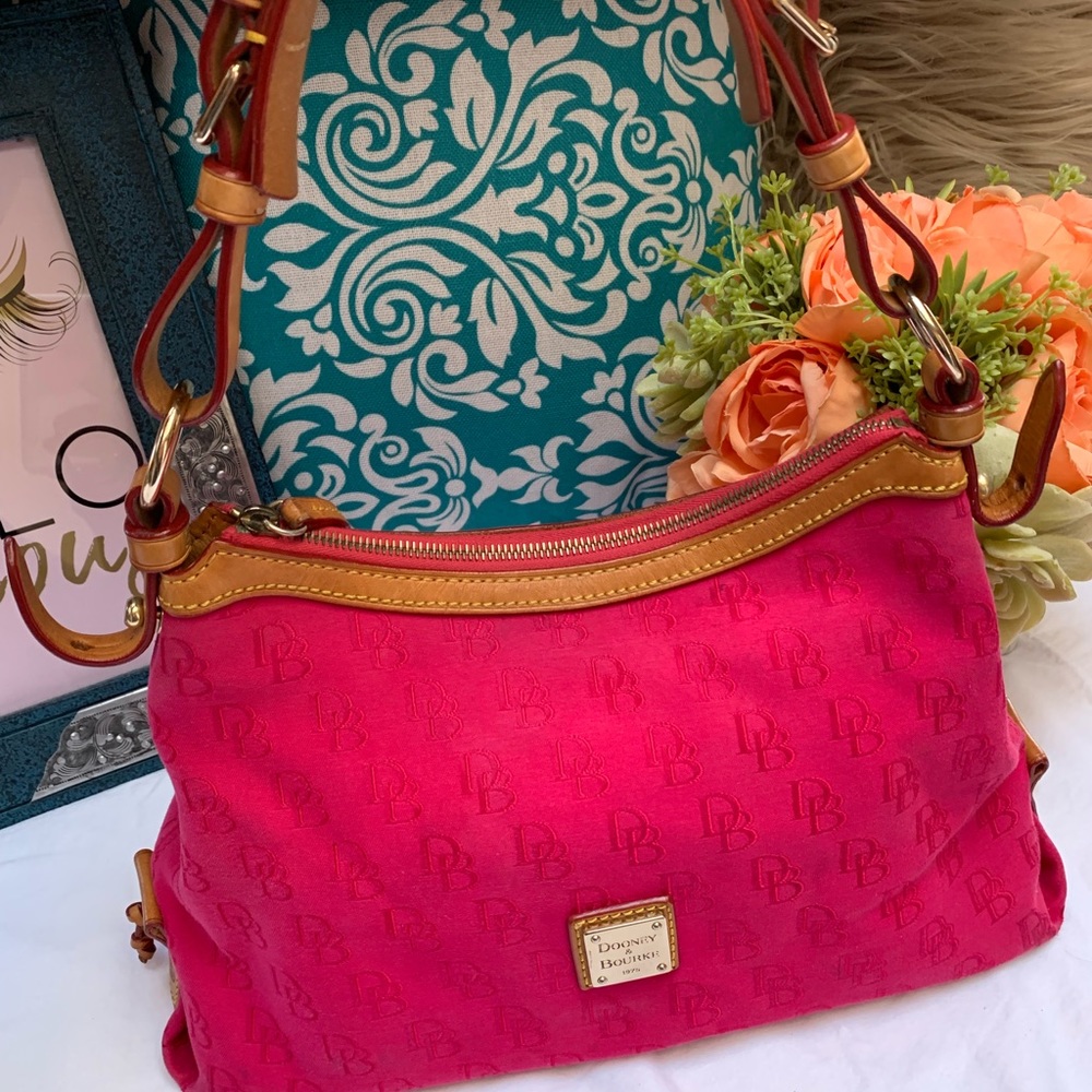 Dooney & Bourke Pink Canvas/ Leather Trim Handbag - Picture 7 of 8